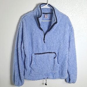 No Boundaries Blue Turtleneck Sherpa Jacket Handwarmers Sz L(11-13) Juniors NWOT